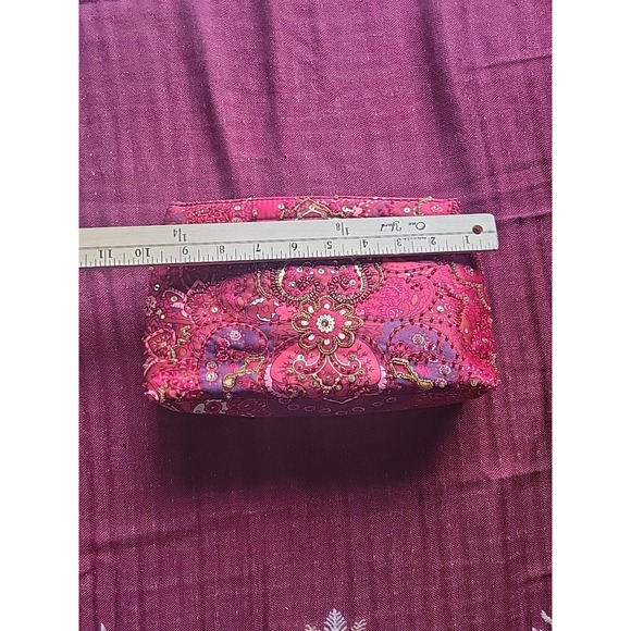 Vintage Y2K The Limited Beaded Handbag Red Sequins Magnet Small Floral‎ Clutch